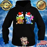 Merry christmas baby yoda and stitch lights s Hoodie