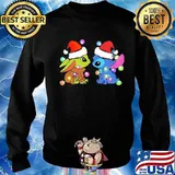 Merry christmas baby yoda and stitch lights s Sweater