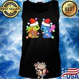 Merry christmas baby yoda and stitch lights s Tank top