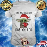 Merry christmas baby yoda best daughter love you i do heart shirt