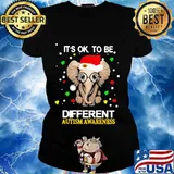 Merry christmas elephant it's ok to be different autism awareness s Ladies tee