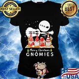 Merry christmas gnomes guitar river s Ladies tee