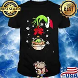 Merry christmas grinch holding baby yoda shirt