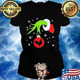 Merry christmas grinch holding chicken snows s Ladies tee