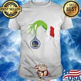 Merry christmas grinch holding golden state warriors logo shirt