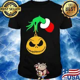 Merry christmas grinch holding jack skellington shirt