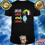 Merry christmas grinch holding mask 2020 stink stank stunk shirt