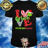 Merry christmas grinch love 1st grade teacher shirt