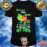 Merry christmas grinch there is a 100% chance i'd rather be at home with my dog shirt