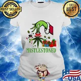 Merry christmas grinch weed mistlestoned s Ladies tee