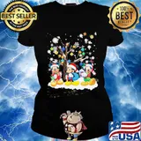 Merry christmas mickey mouse santa snow s Ladies tee