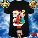 Merry christmas pig and santa claus shirt