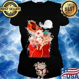 Merry christmas pigs moon snow s Ladies tee