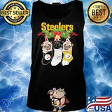 Merry christmas pittsburgh steelers pugs s Tank top