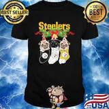 Merry christmas pittsburgh steelers pugs shirt
