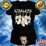 Merry christmas pittsburgh steelers the peanuts characters s Ladies tee