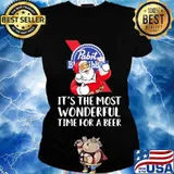 Merry christmas santa pabst blue ribbon it's the most wonderful time for a beer s Ladies tee