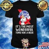 Merry christmas santa pabst blue ribbon it's the most wonderful time for a beer shirt