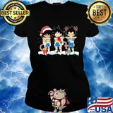 Merry christmas songoku santa snow s Ladies tee