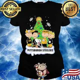 Merry christmas the peanuts pittsburgh steelers s Ladies tee