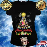 Merry christmas tree hippie holidays s Ladies tee
