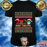 Merry christmas ugly sweater christmas 2020 santa face mask shirt