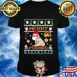 Merry pugmas pug dog face mask pun xmas ugly shirt