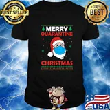 Merry Quarantine Christmas Santa With Face Mask Ugly Shirt