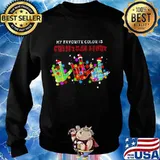 My favorite color is christmas lights hand santa s Sweater
