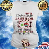 Never underestimate a math teacher who survived 2020 coronavirus pandemic apple mask s Ladies tee