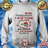Never underestimate a math teacher who survived 2020 coronavirus pandemic apple mask s Sweater