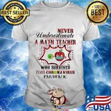 Never underestimate a math teacher who survived 2020 coronavirus pandemic apple mask shirt