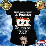 Never underestimate a woman who loves cats and was born in july s Ladies tee