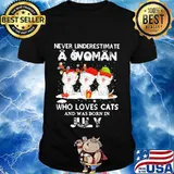 Never underestimate a woman who loves cats and was born in july shirt