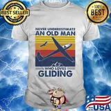 Never underestimate an old man who loves gliding vintage retro shirt