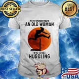 Never underestimate an old woman with native blood who loves hurdling sunset shirt