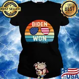 Official Biden Won Glass American Flag Vintage Retro Shirt Ladies tee