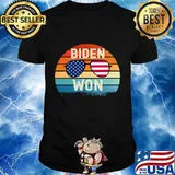 Official Biden Won Glass American Flag Vintage Retro Shirt
