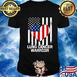 Official Lung Cancer Warrior Heart American Flag Shirt