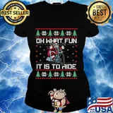 Oh What Fun It Is To Ride Biker Santa Motorcycle Ugly Christmas Shirt Ladies tee