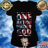 One Nation Under God American Flag Stars Patriotic Shirt Ladies tee