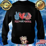 Peace love america sunflower heart s Sweater