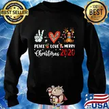Peace Love Merry Christmas 2020 Quarantine Reindeer Mask Shirt Sweater