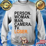 Person woman man camera tv loser s Sweater
