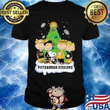 Pittsburgh Steelers Football Snoopy With Friends Christmastree Xmas Shirt