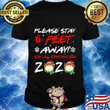Please Stay 6 Feet Away Social Distancing 2020 Bear In Mask Christmas Shirt