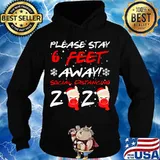 Please Stay 6 Feet Away Social Distancing 2020 Llama In Mask Christmas Shirt Hoodie