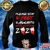 Please Stay 6 Feet Away Social Distancing 2020 Llama In Mask Christmas Shirt Sweater