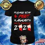 Please Stay 6 Feet Away Social Distancing 2020 Llama In Mask Christmas Shirt
