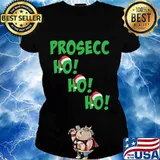 Prosecc Ho Ho Ho Hat Santa Christmas Shirt Ladies tee